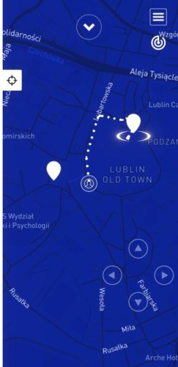 Layout aplikacji Turystyczny Lublin z mapą GPS